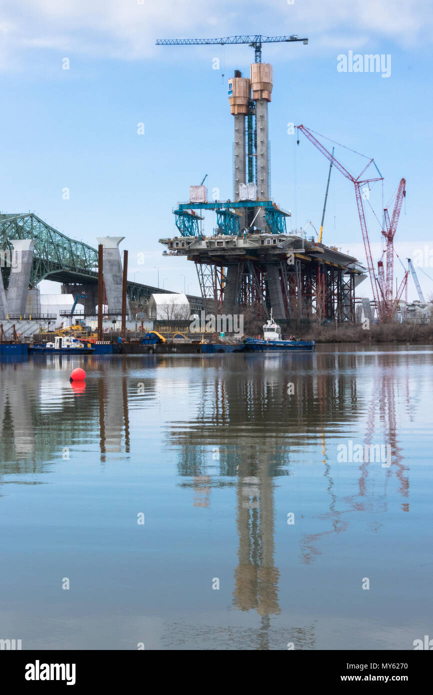 Construction of the new Champlain Bridge (Montreal, Quebec, Canada) Stock Photo