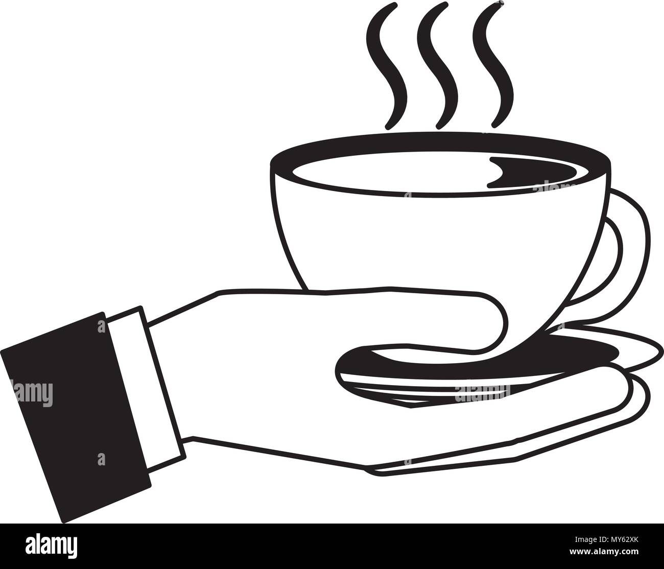 Hand Holding Hot Coffee Cup On Dish Vector Illustration Black And White Black And White Stock Vector Image Art Alamy Hand Holding Hot Coffee Cup On Dish Vector Illustration Black And White Black And White Stock Vector Image Art Alamy