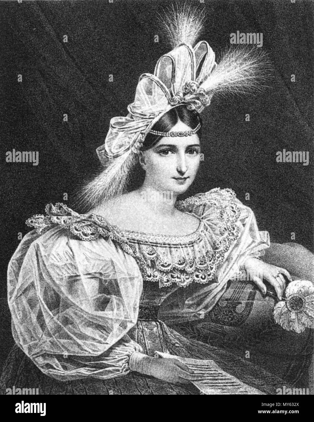 . English: Laure Cinti-Damoreau (1801–1863), French operatic soprano, who created leading roles in many of the operas of Gioachino Rossini for Paris at the Théâtre-Italien. circa 1820. Unknown engraver 314 Laure Cinti-Damoreau - NGO1p872 Stock Photo