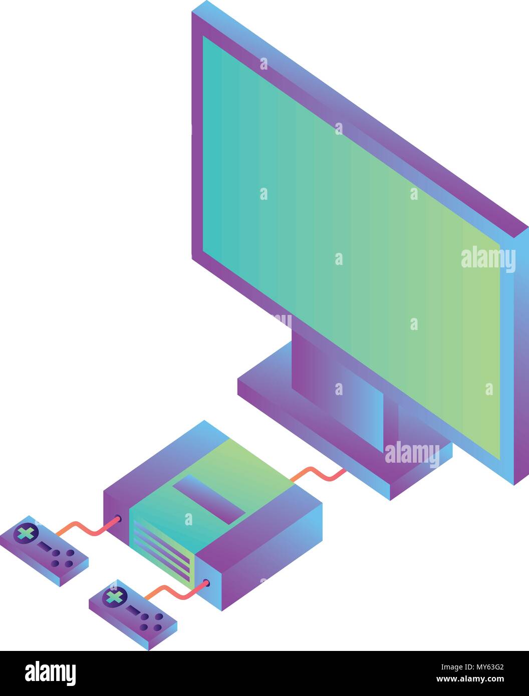 video game console with tv isometric vector illustration design Stock ...