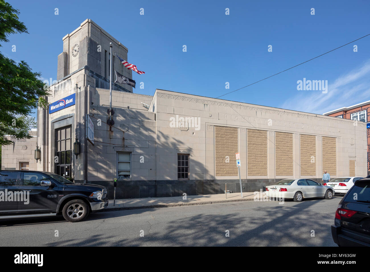 facade of former Highland Trust Company Building, now Winter Hill Bank, Somerville