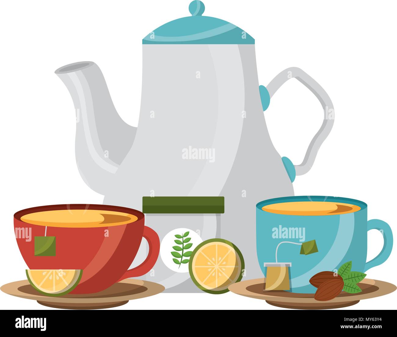 delicious lemon tea set icons vector illustration design Stock Vector ...
