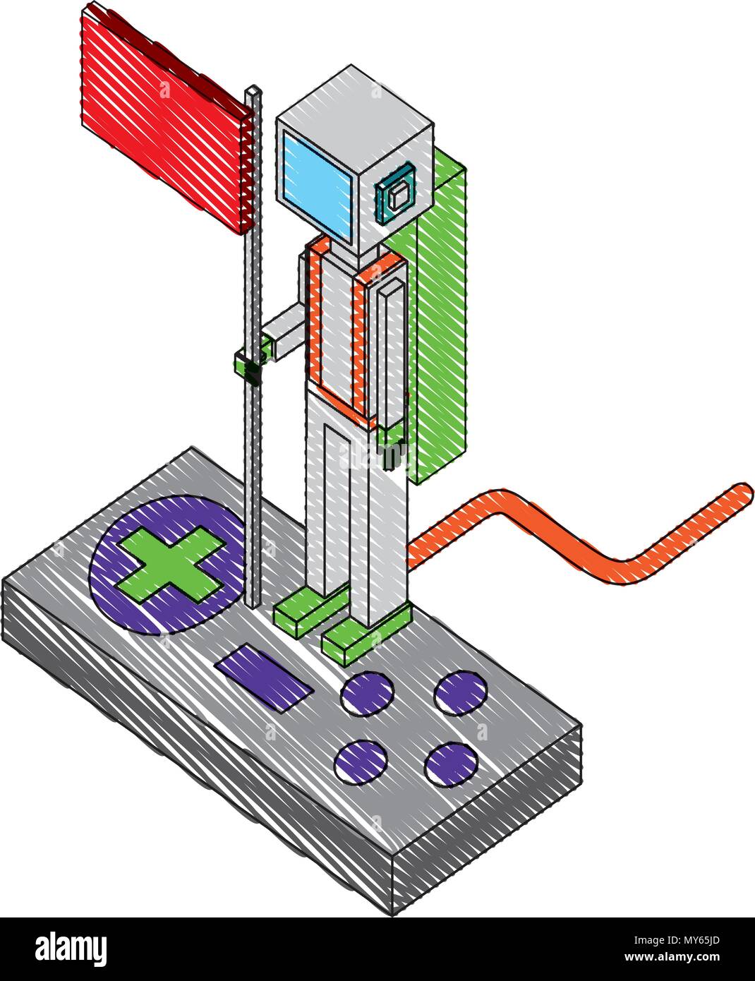 game control with avatar isometric Stock Vector