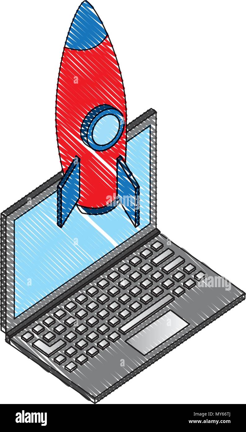 laptop computer with rocket isometric icon Stock Vector Image & Art - Alamy