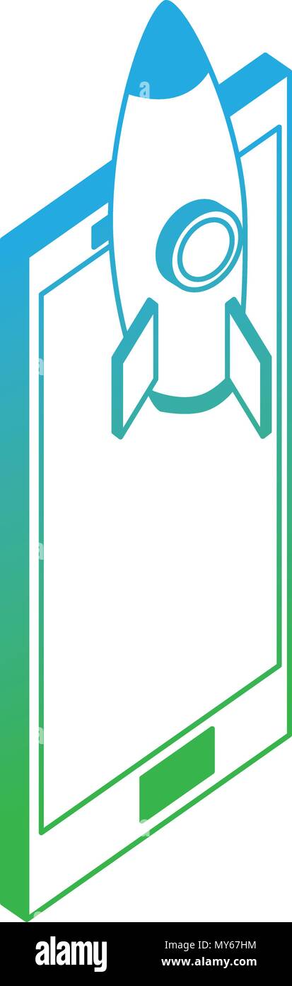 smartphone device with rocket isometric Stock Vector Image & Art - Alamy