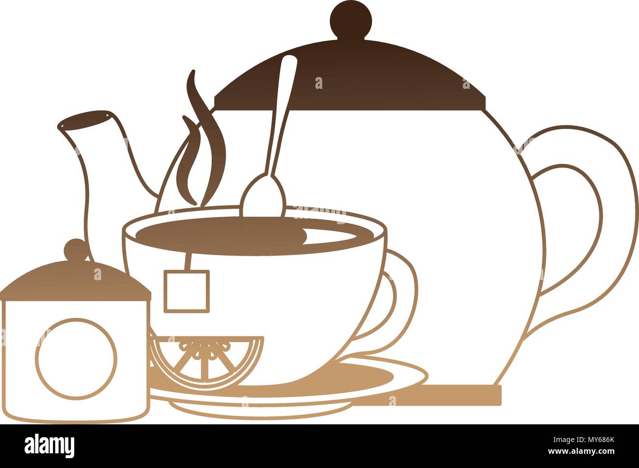 delicious lemon tea set icons Stock Vector Image & Art - Alamy
