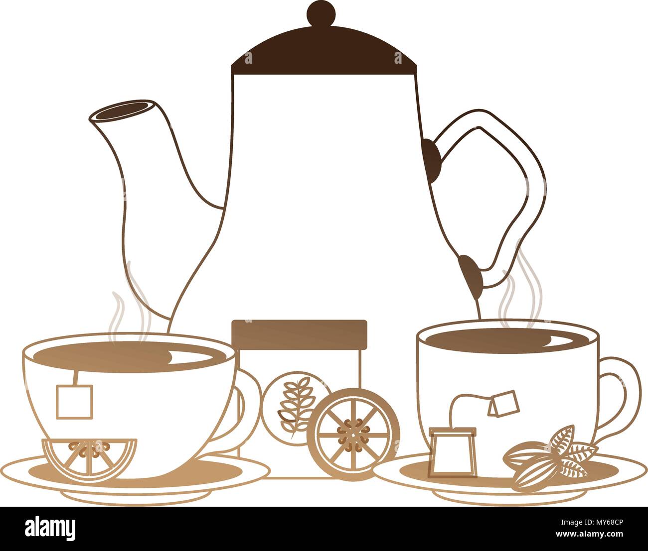 delicious lemon tea set icons Stock Vector Image & Art - Alamy