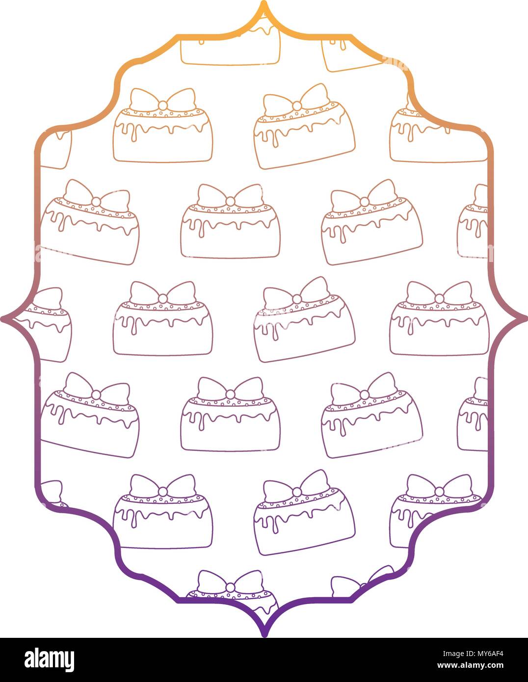 arabic frame with cakes with candles pattern over white background, vector illustration Stock Vector
