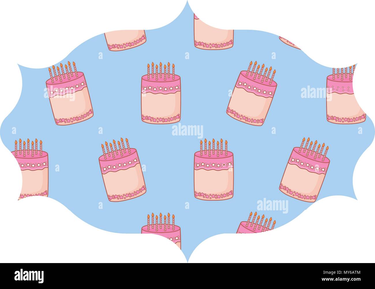 arabic frame with sweet cakes pattern over white background, vector illustration Stock Vector