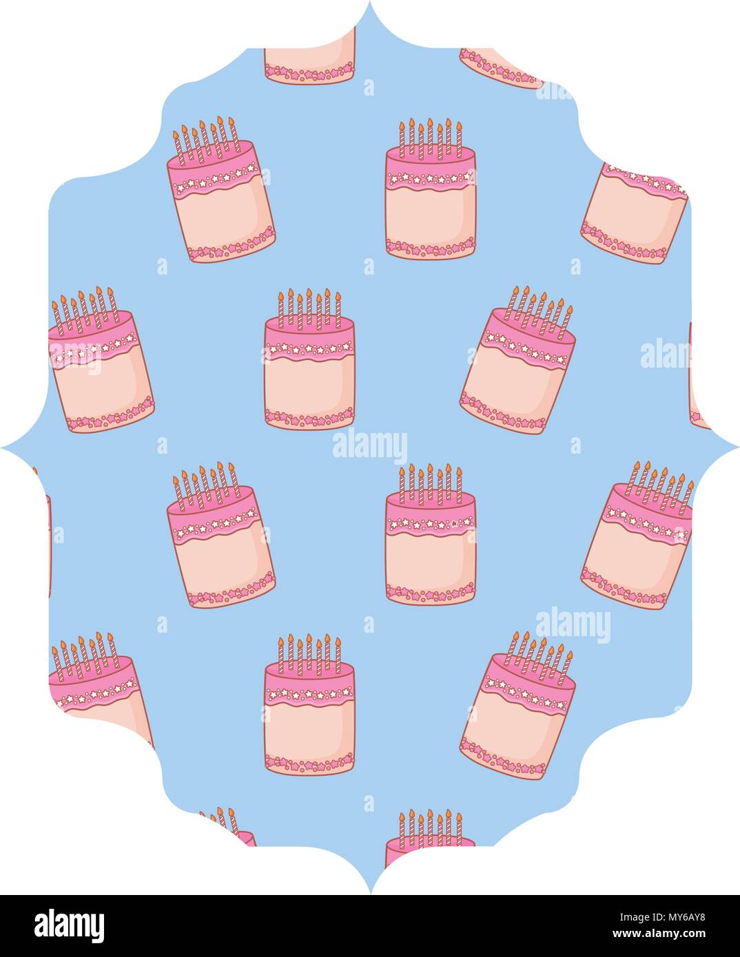 arabic frame with sweet cakes pattern over white background, vector illustration Stock Vector