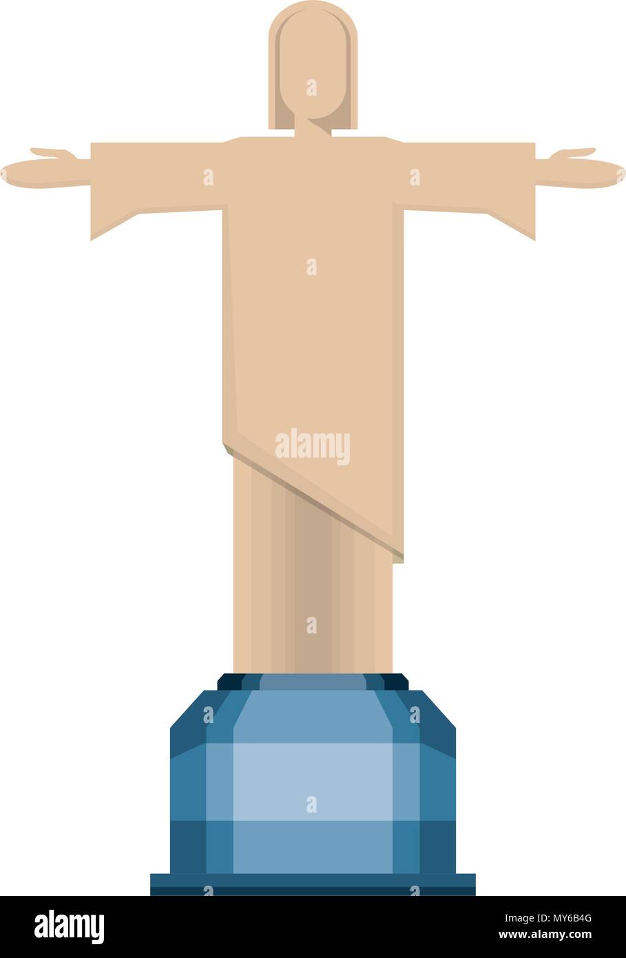 Christ the Redeemer statue icon over white background, vector ...