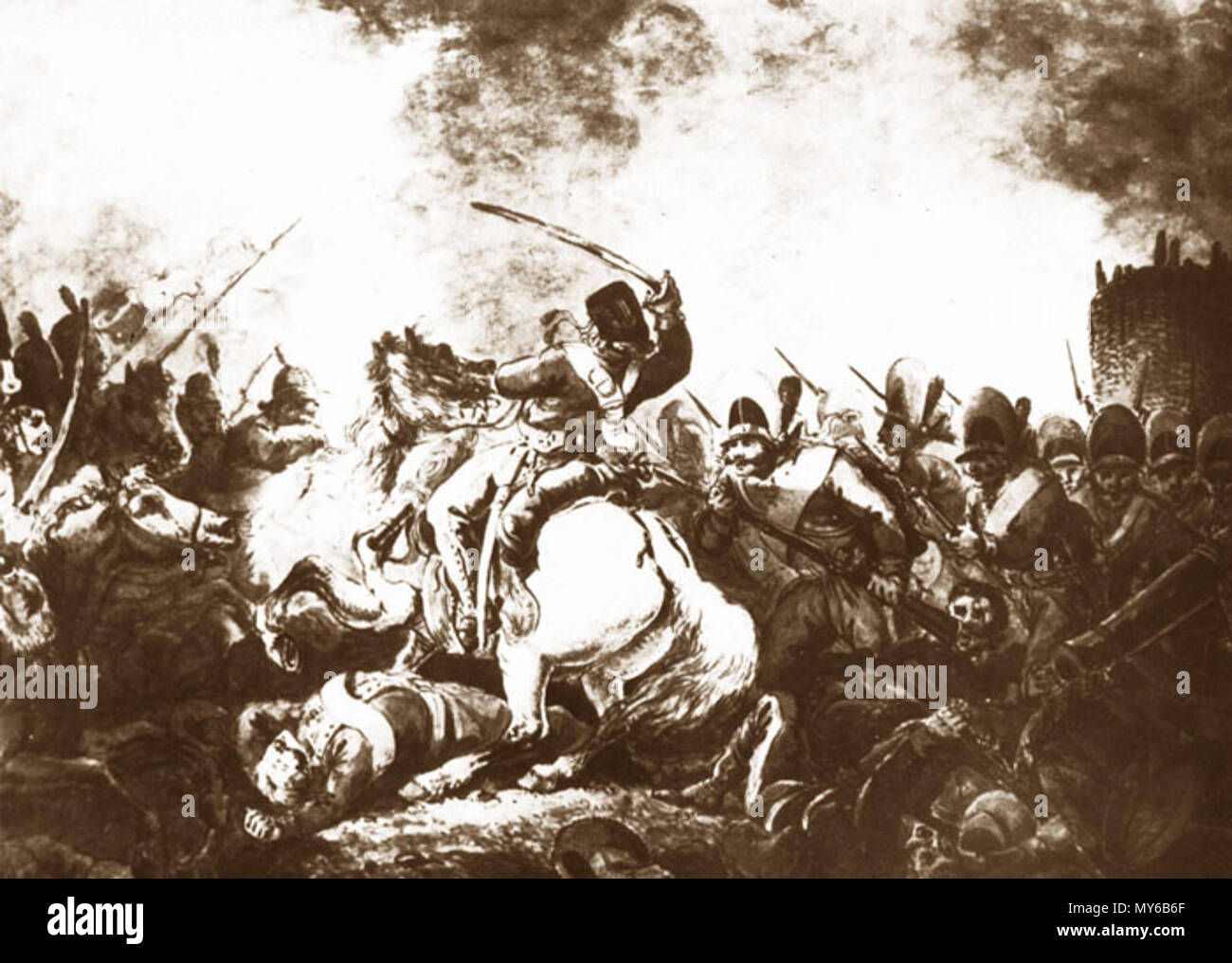 29 Aleksander Orłowski Kawaleria narodowa i polscy kanonierzy broniący umocnień przed piechotą rosyjską w 1794 roku Stock Photo
