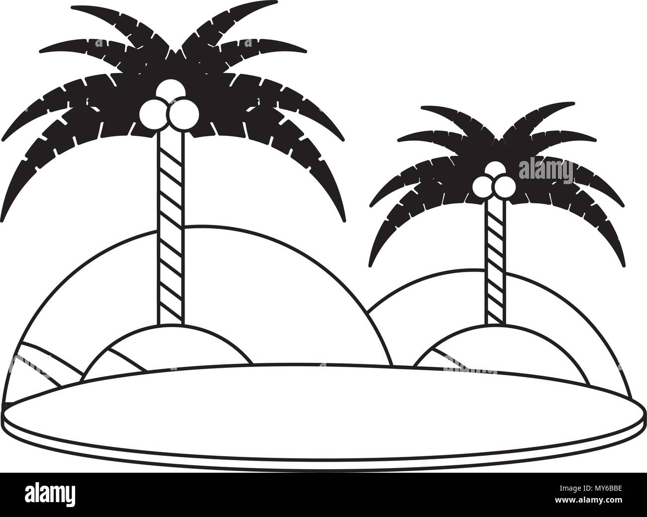 beach with tropical palms over white background, vector illustration ...