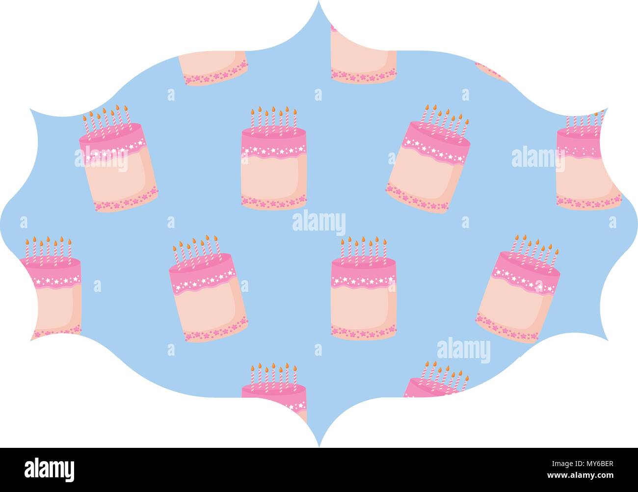 arabic frame with sweet cakes pattern over white background, vector illustration Stock Vector