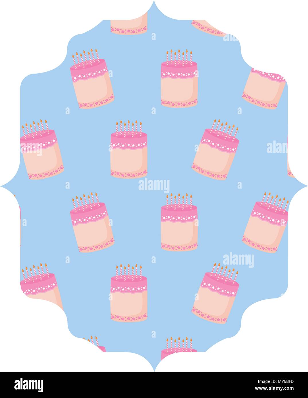 arabic frame with sweet cakes pattern over white background, vector illustration Stock Vector