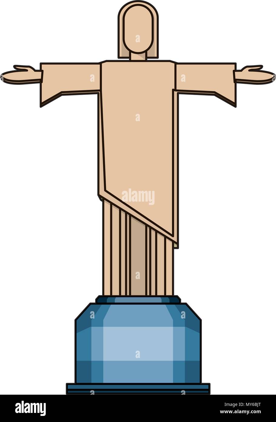 Christ the Redeemer statue icon over white background, vector ...