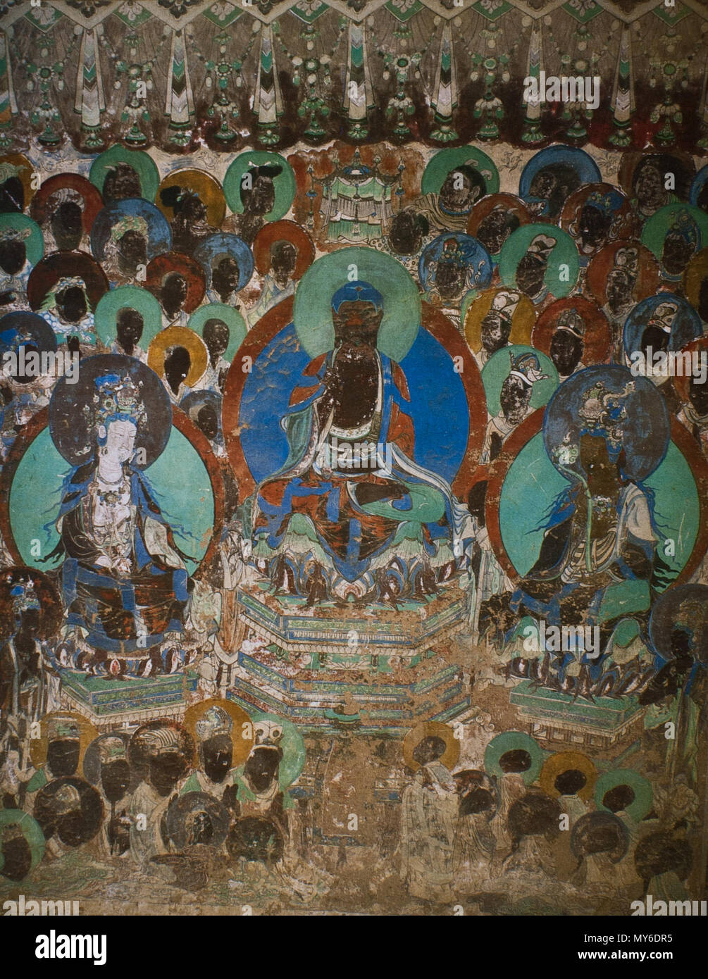 english-yulin-caves-gansu-china-29-april-2012-anonymous-artist-craftsmen-of-the-tang-yuan-dynasties-573-yulin-cave-2-s-wall-preaching-western-xia-MY6DR5.jpg