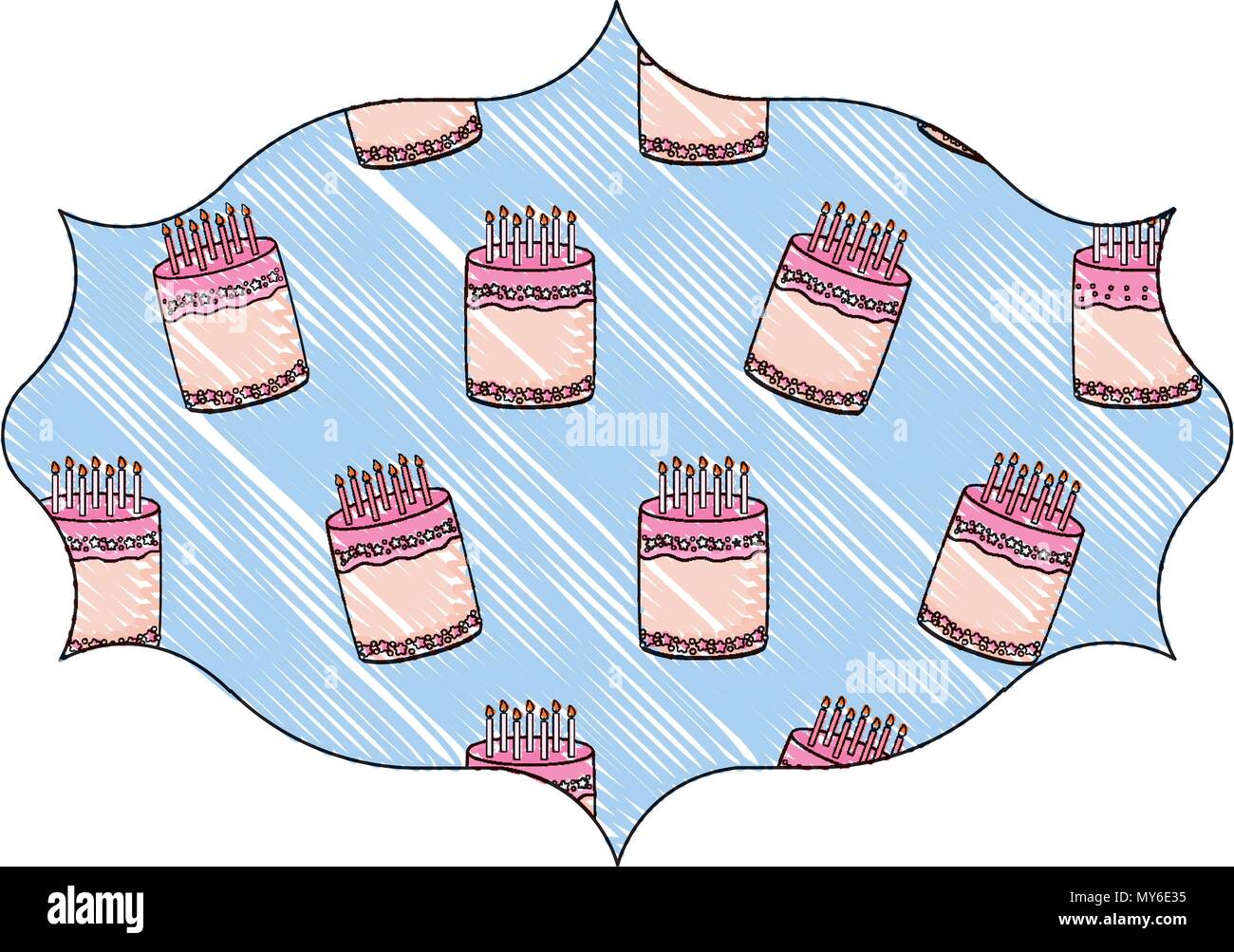 arabic frame with sweet cakes pattern over white background, vector illustration Stock Vector