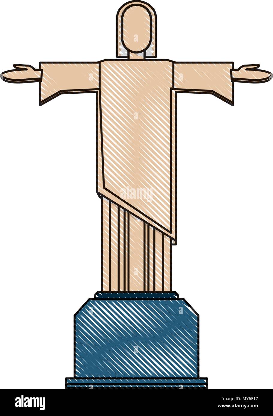 Christ the Redeemer statue icon over white background, vector ...