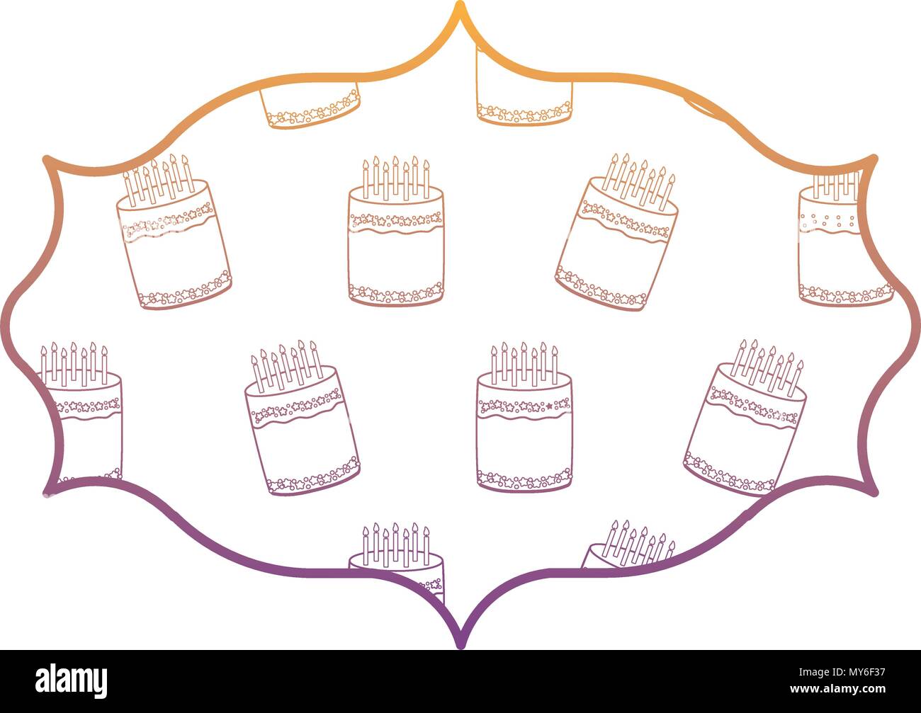 arabic frame with sweet cakes pattern over white background, vector illustration Stock Vector