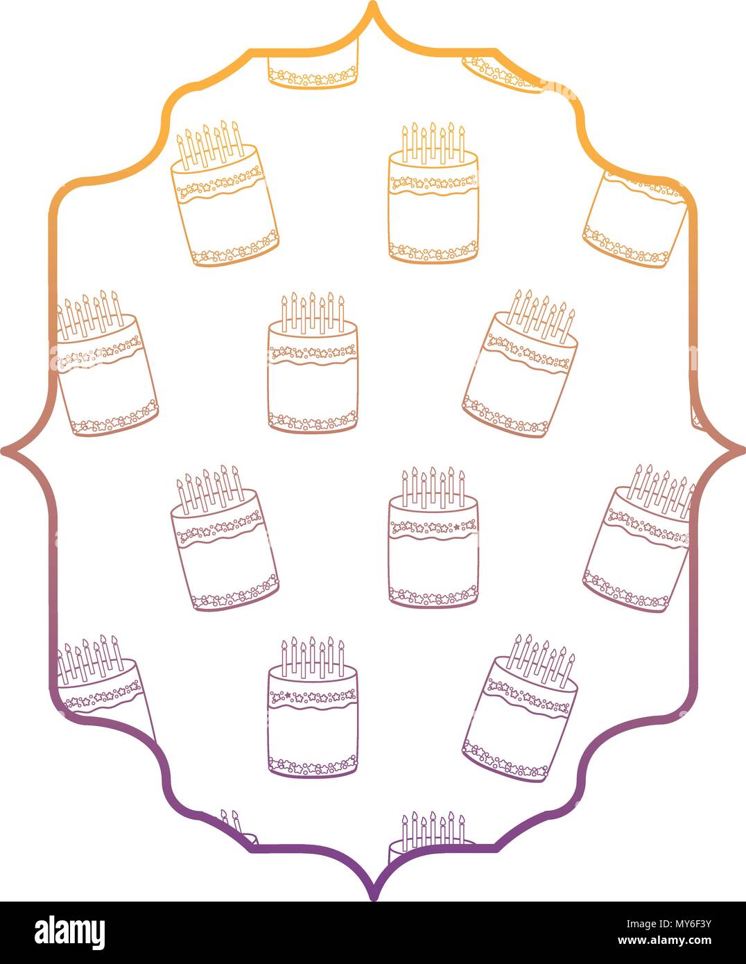 arabic frame with sweet cakes pattern over white background, vector illustration Stock Vector