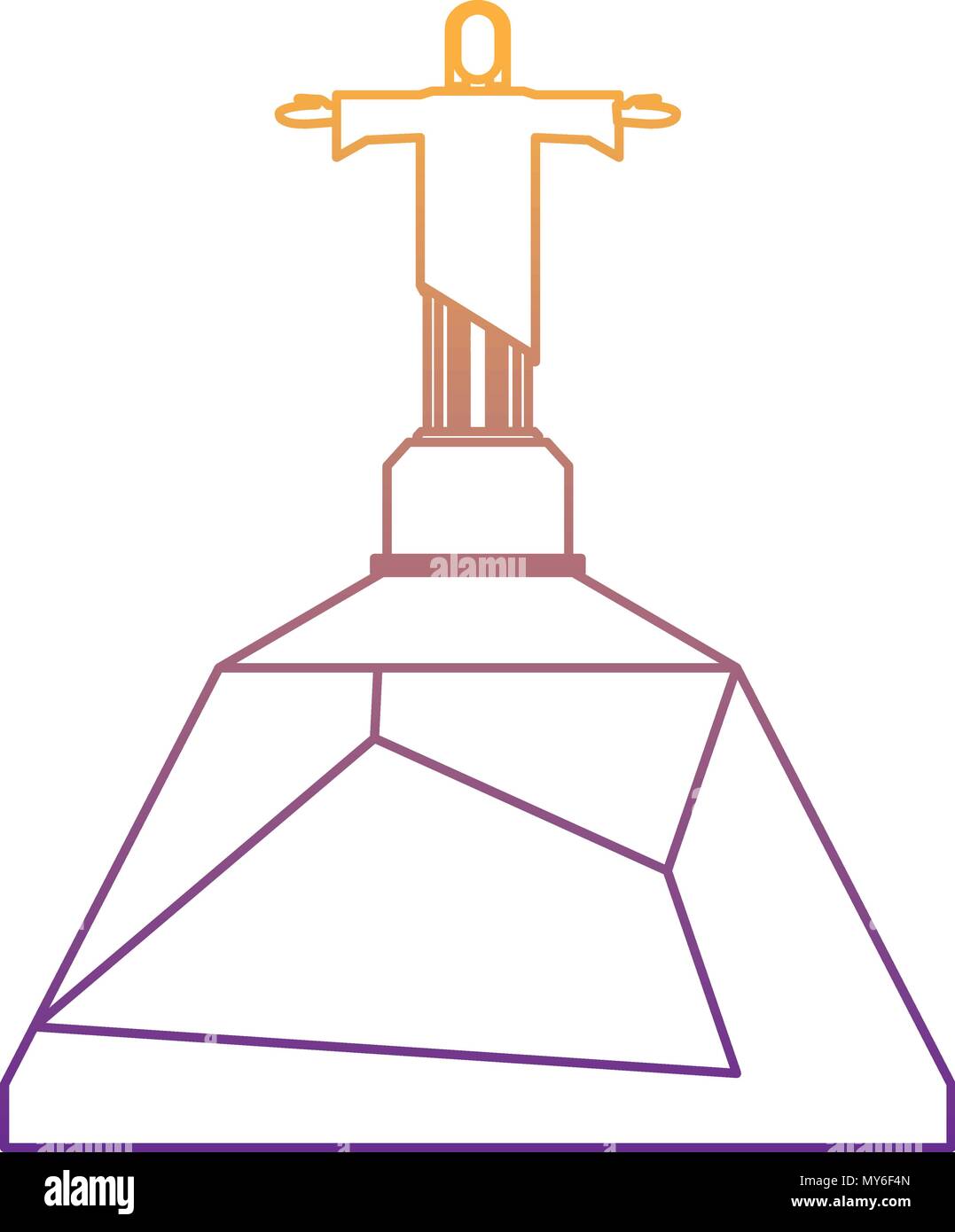Christ the Redeemer statue icon over white background, vector ...