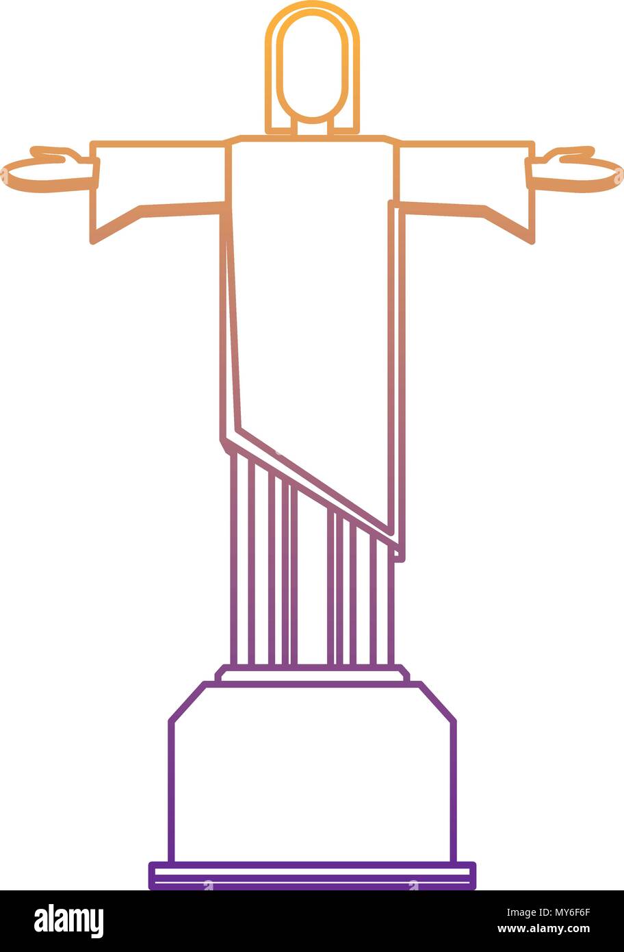 Christ the Redeemer statue icon over white background, vector ...