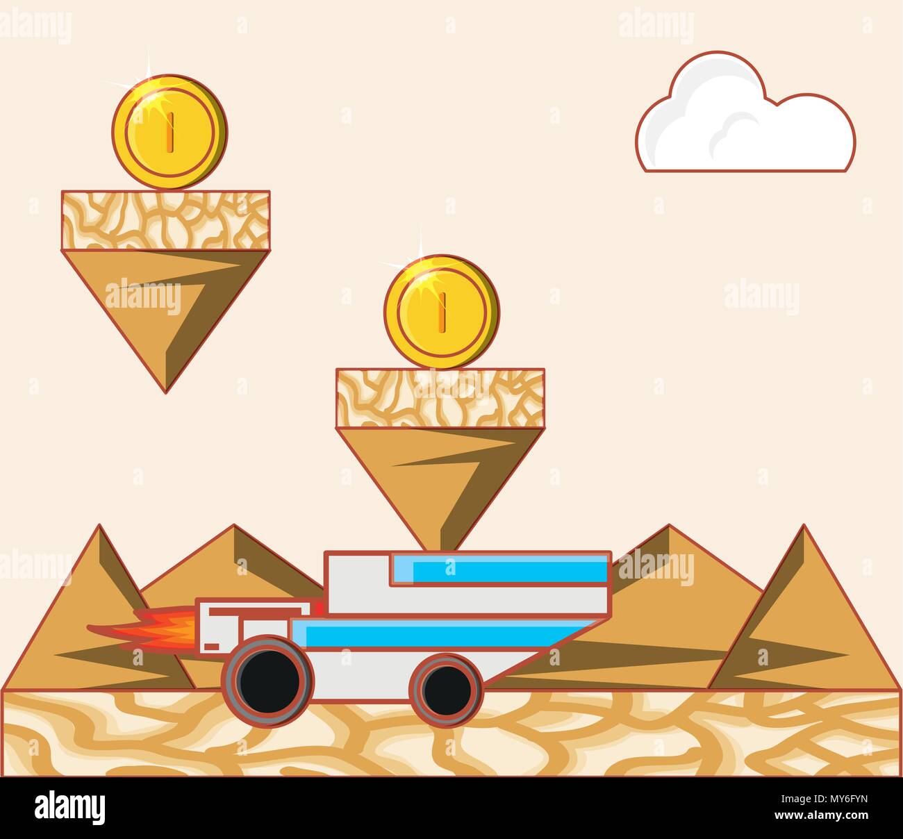 Video game interface with coins and car icon, colorful design. vector ...