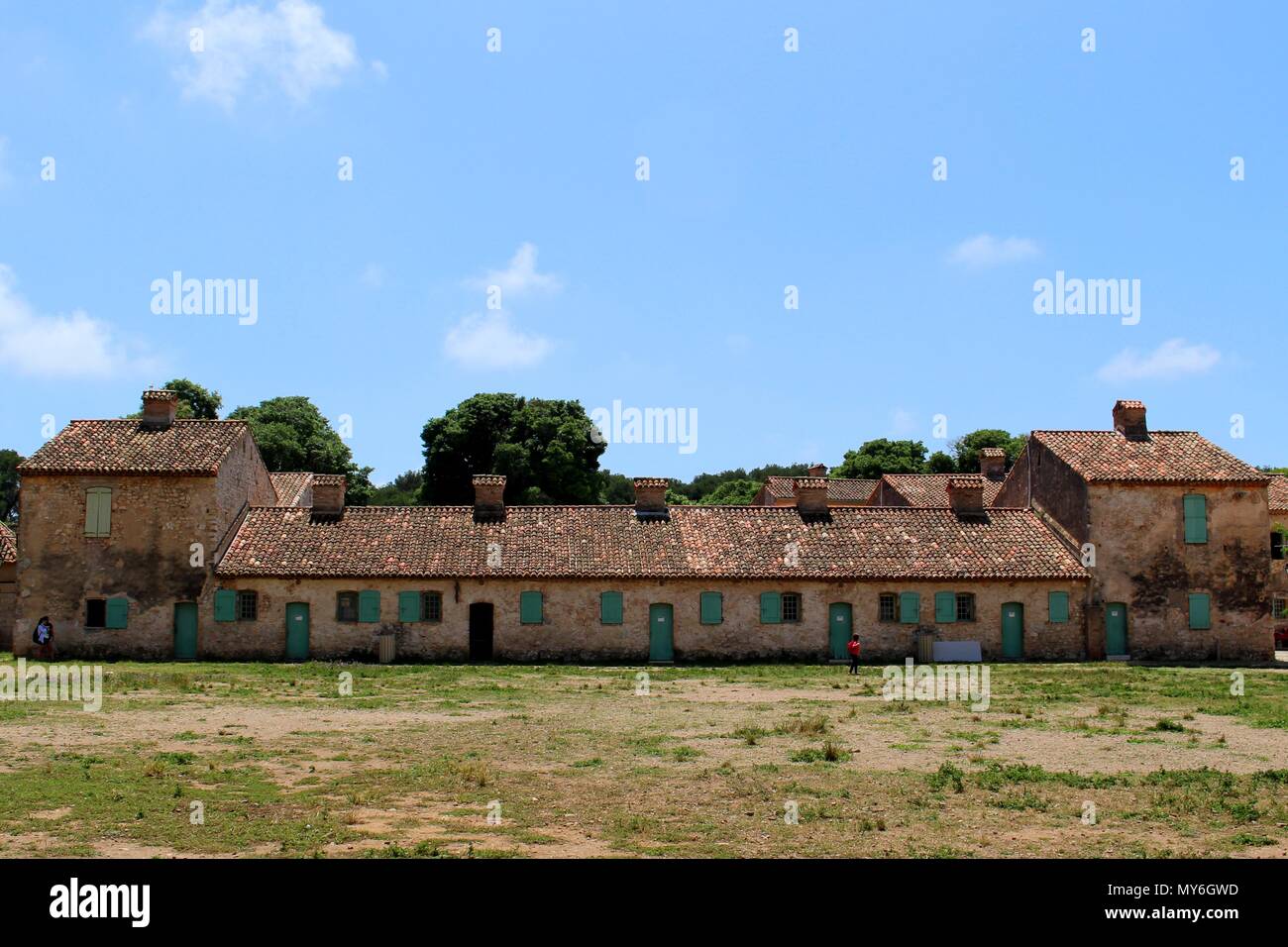 Listed as a historic monument, the Fort Royal on Sainte Marguerite Island owes its notoriety to its most famous prisoner, the Man in the Iron Mask. Stock Photo