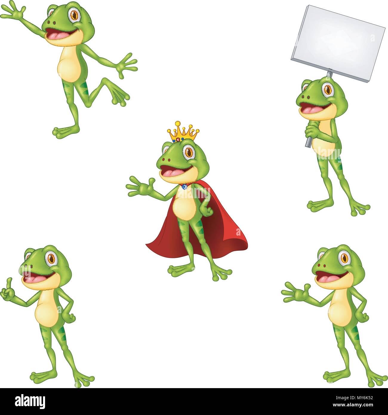 Cartoon frog collection set Stock Vector