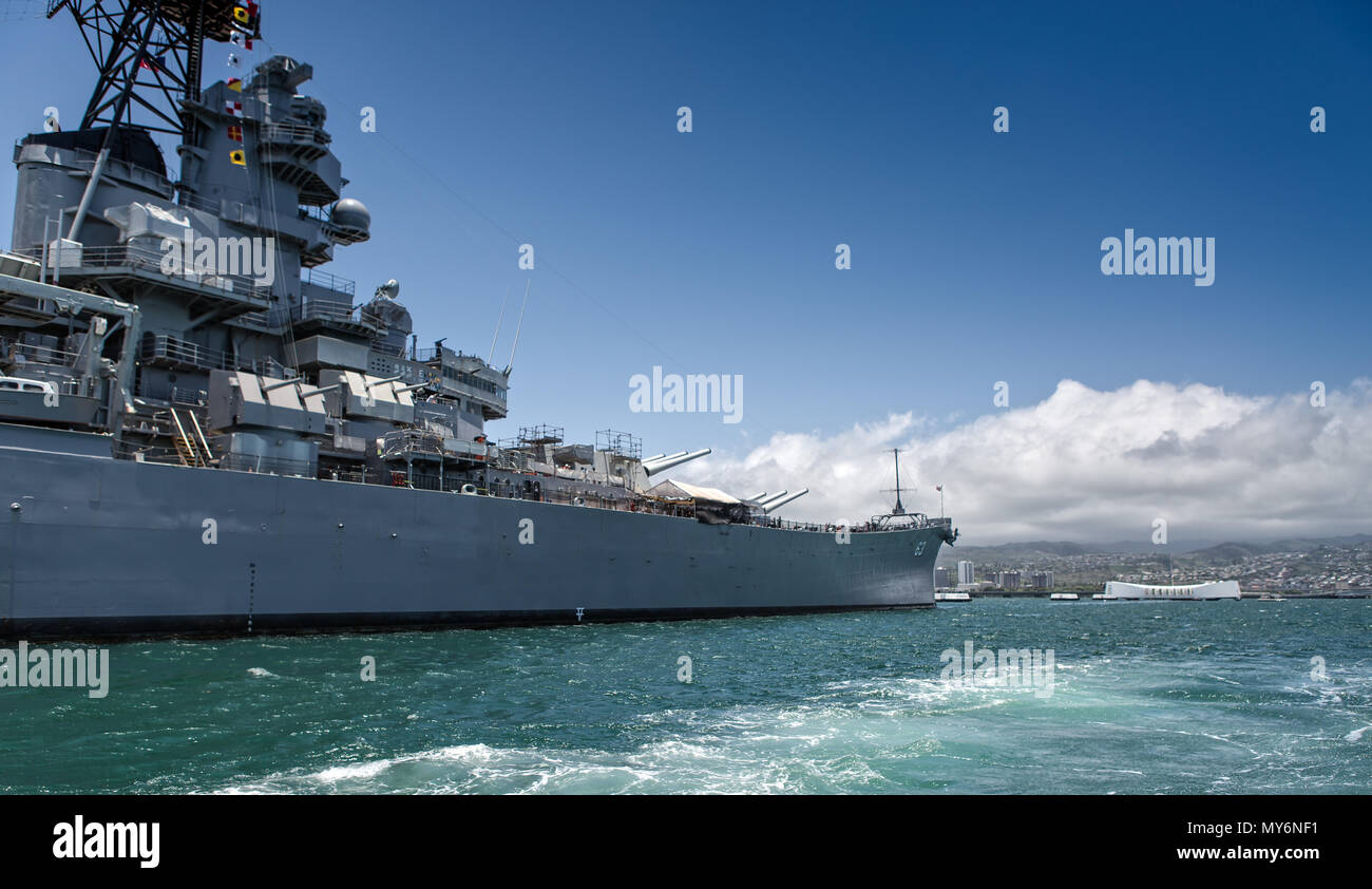 USS Arizona Memorial in Oahu, Hawaii Stock Photo