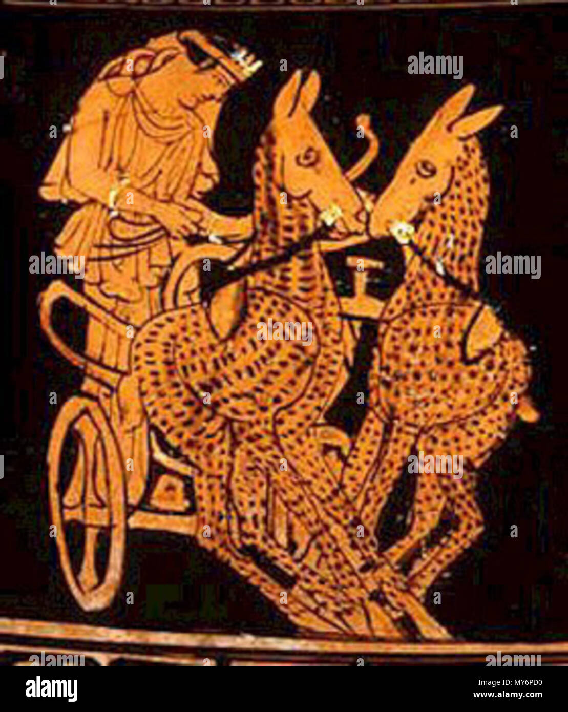 . English: The ancient Greek goddess Artemis on her chariot drawn by ...