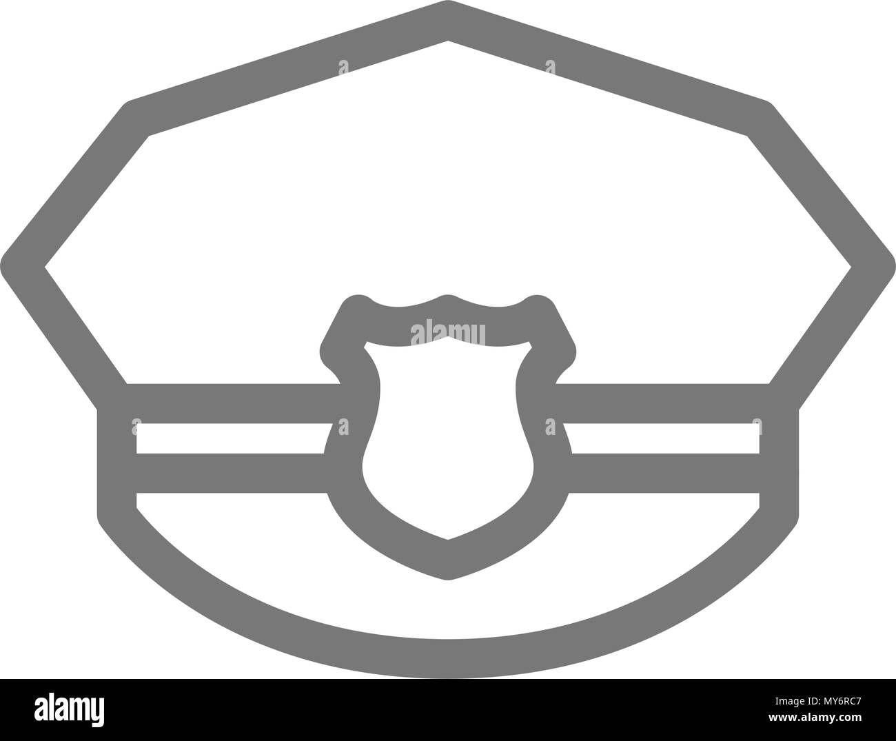 Simple police hat line icon. Symbol and sign vector illustration design. Isolated on white background Stock Vector