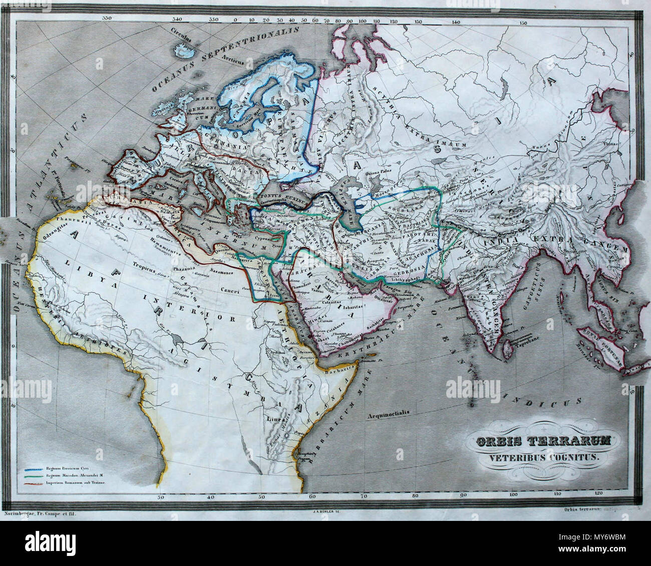 Antiquarian map of the world hi-res stock photography and
