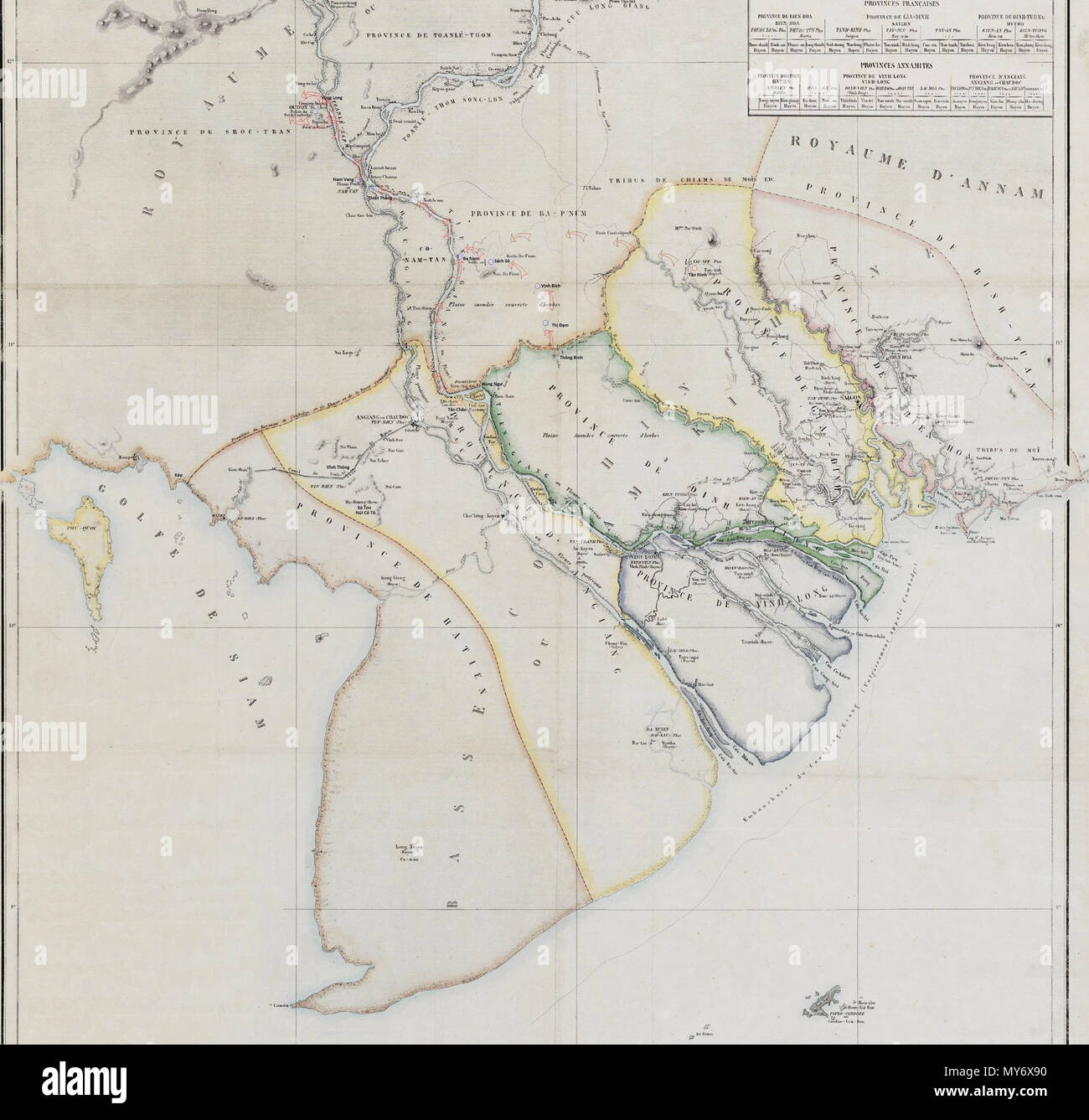 . Tiếng Việt: Bản đồ diễn biến phần sau (từ tháng 6 đến tháng 12 năm 1845) của chiến tranh Việt-Xiêm (1841=1845). ngày 2 tháng 12 năm 2014.. Doãn Hiệu 550 VietXiem1845 Stock Photo