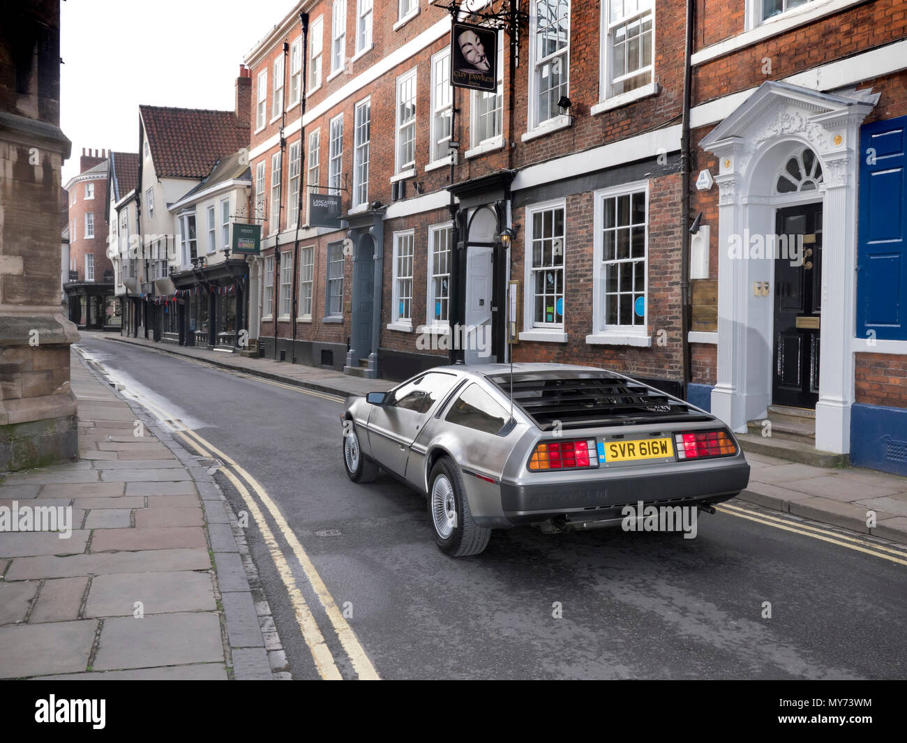 1981 DeLorean in the old city centre York UK Stock Photo