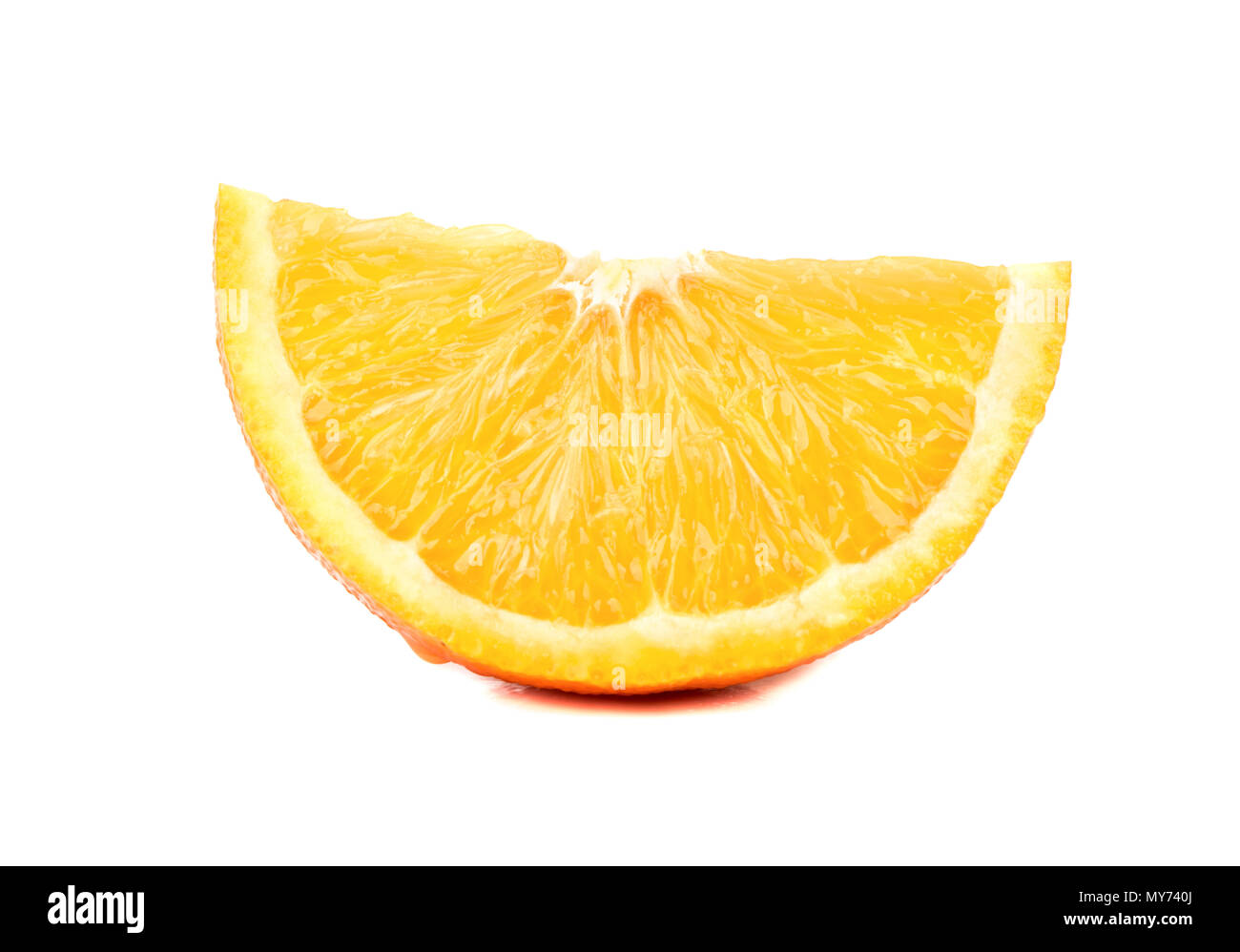 Juicy slice of fresh orange fruit isolated on white background Stock ...