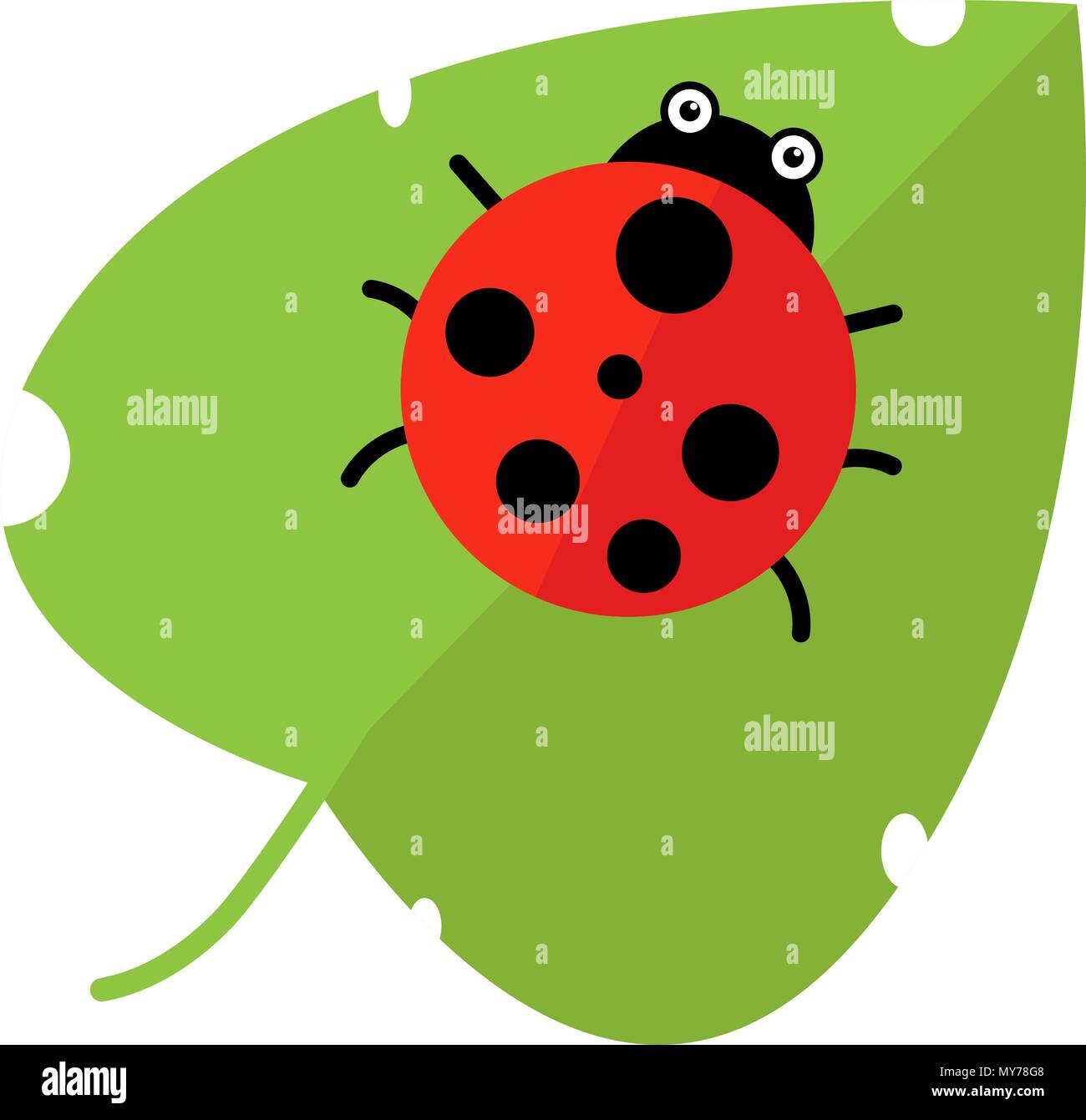 Red ladybug on green leaf Stock Vector Image & Art - Alamy