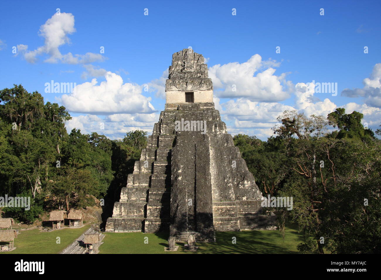 Tall pyramid, Tikal, Mayan city Guatemala Stock Photo