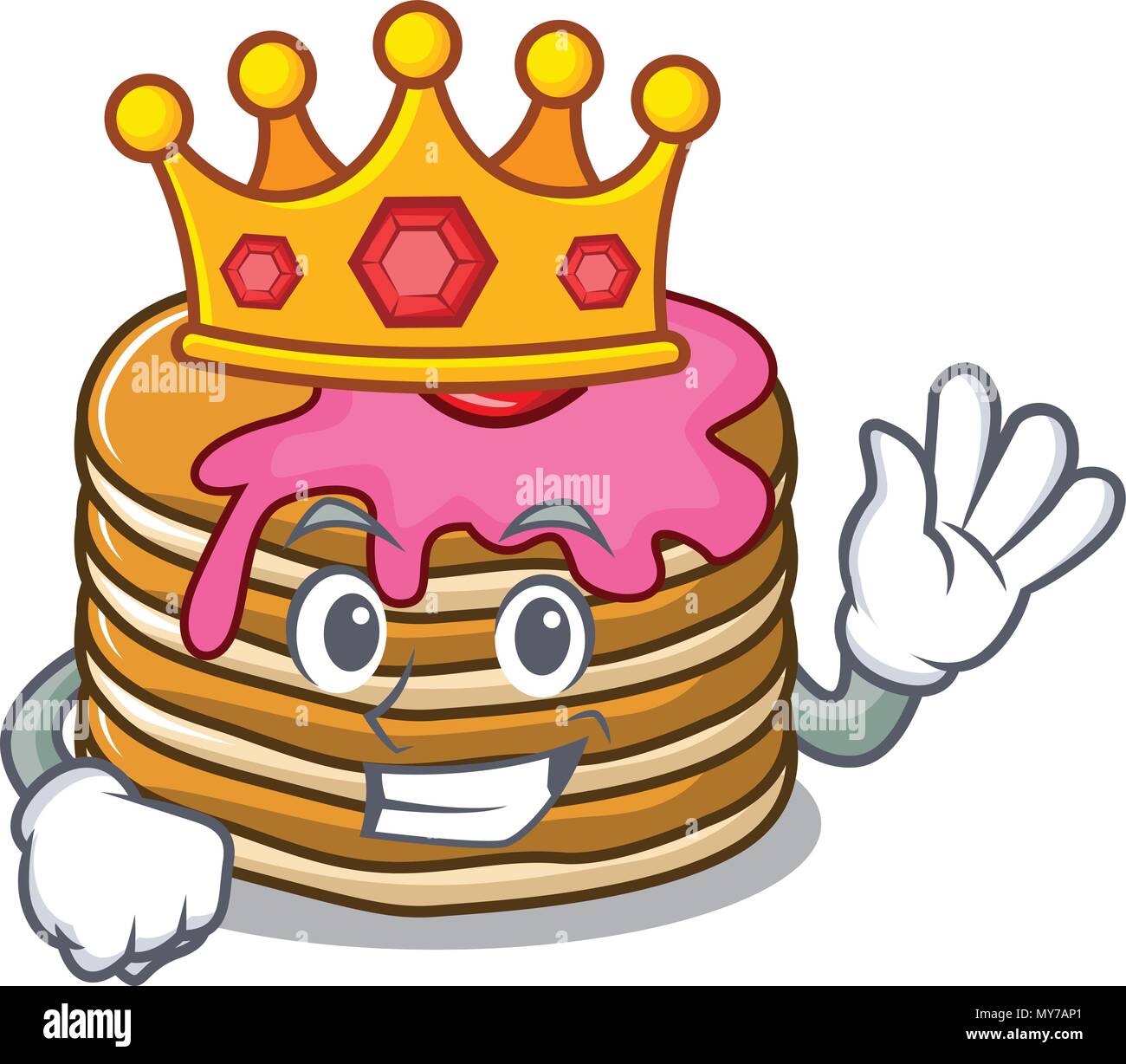 King pancake with strawberry mascot cartoon Stock Vector Image & Art