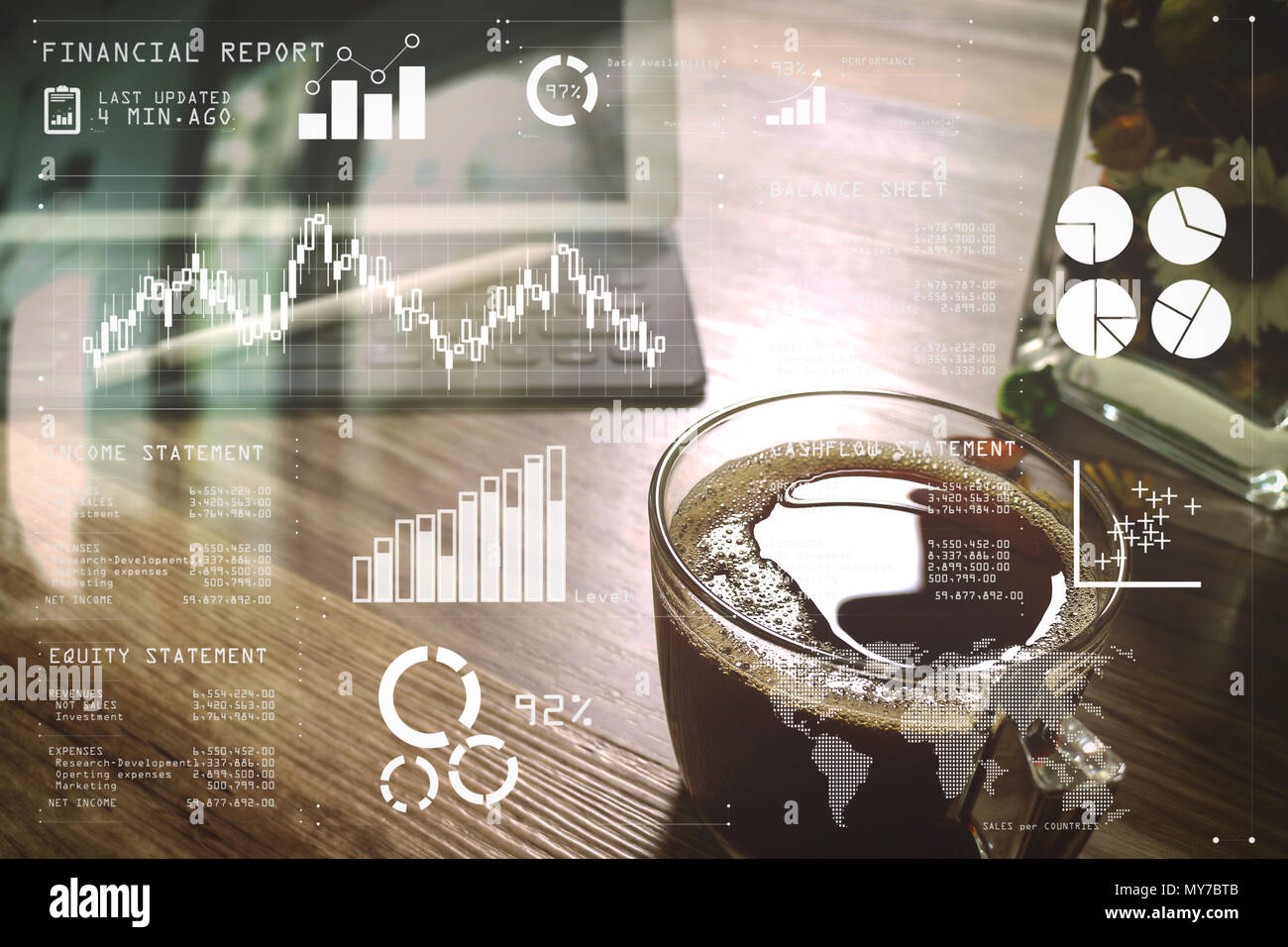 Financial report data of business operations (balance sheet and
