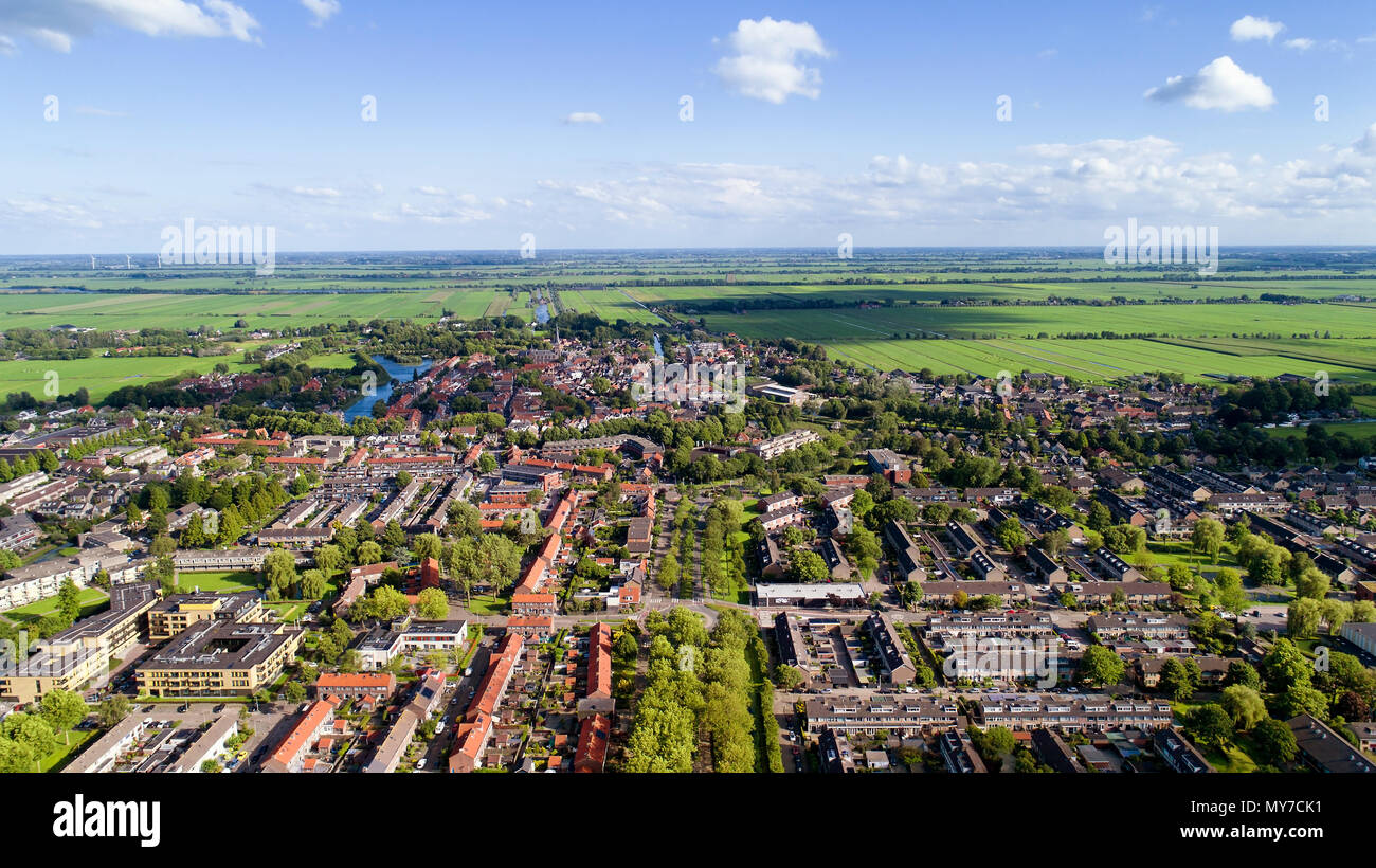 Aerial view of Oudewater in the Netherlands Stock Photo