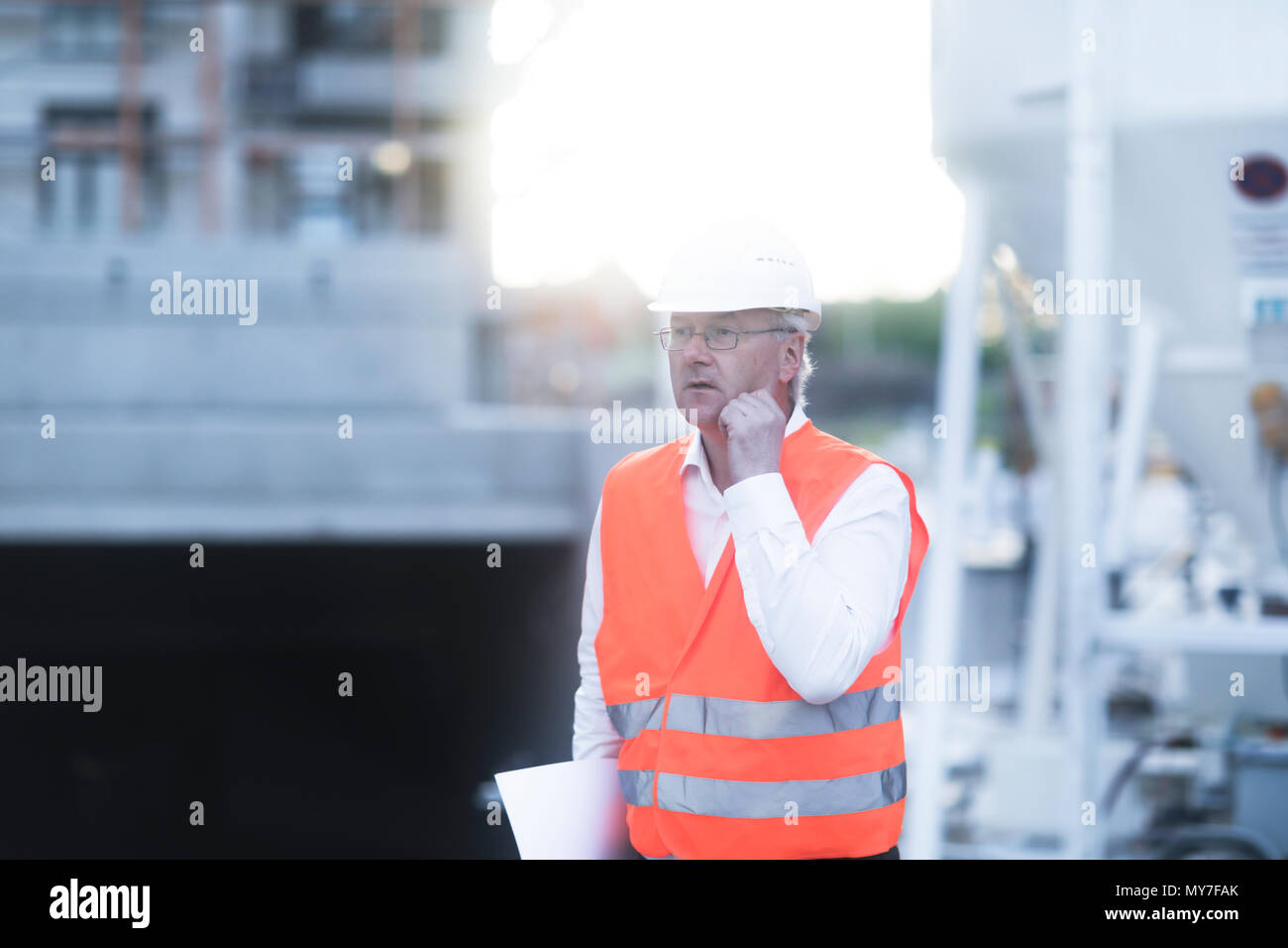 Construction worker on site Stock Photo