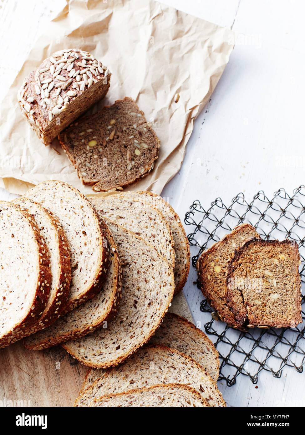 Assorted breads Stock Photo