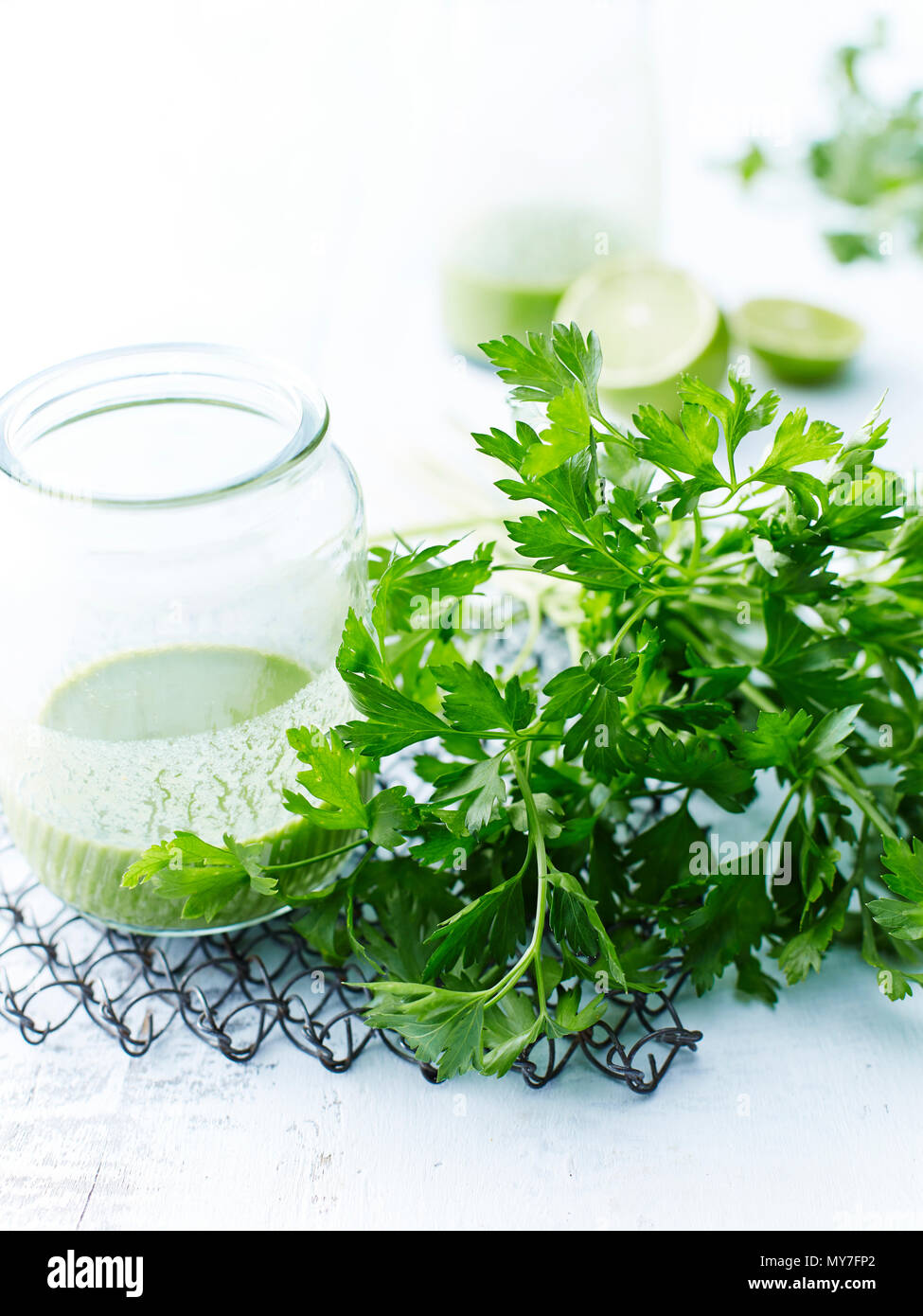 Parsley, mint, cucumber smoothie Stock Photo Alamy