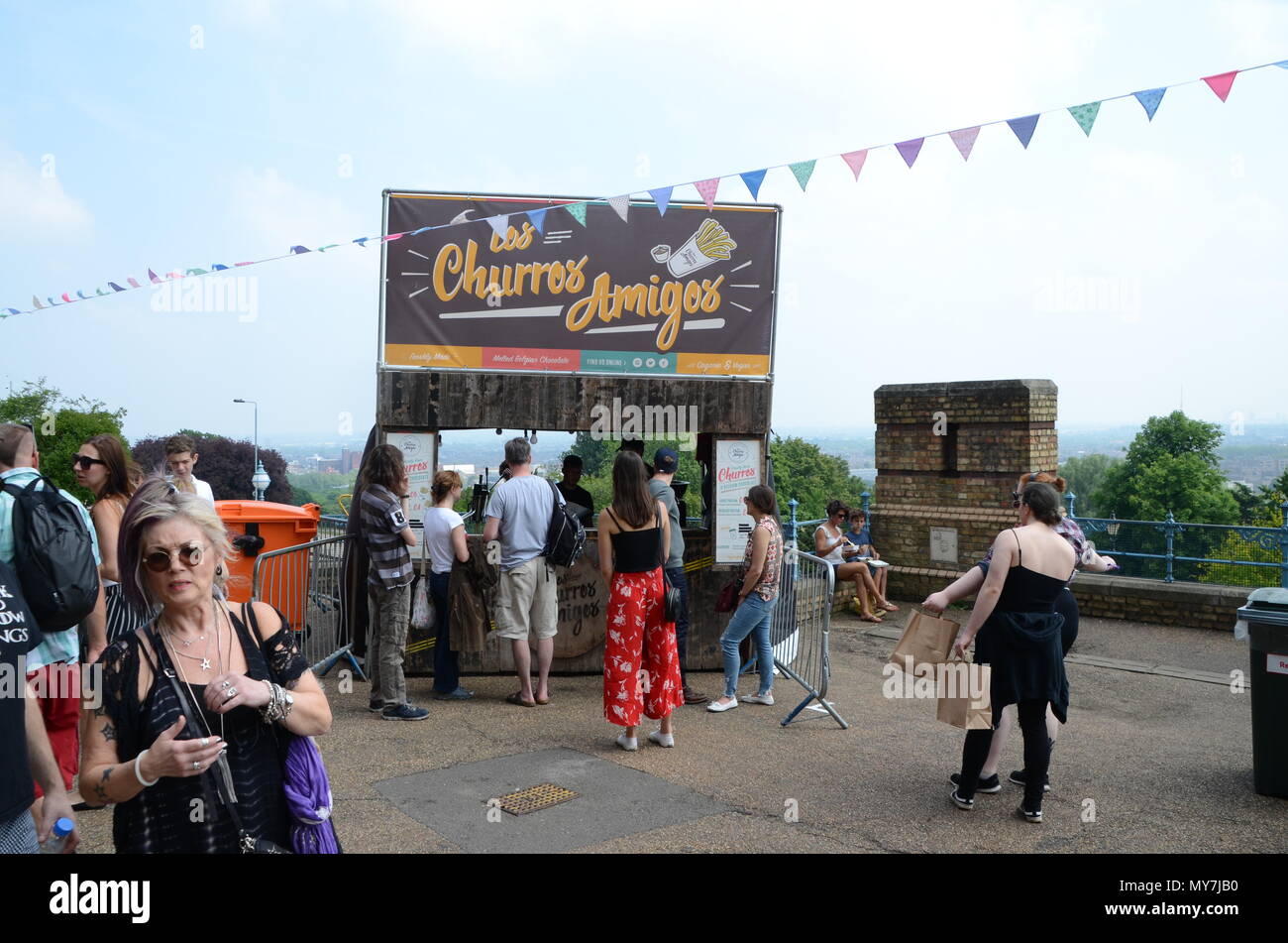 los churros amigos stall  at the street food festival at alexandra palace london UK 2018 Stock Photo