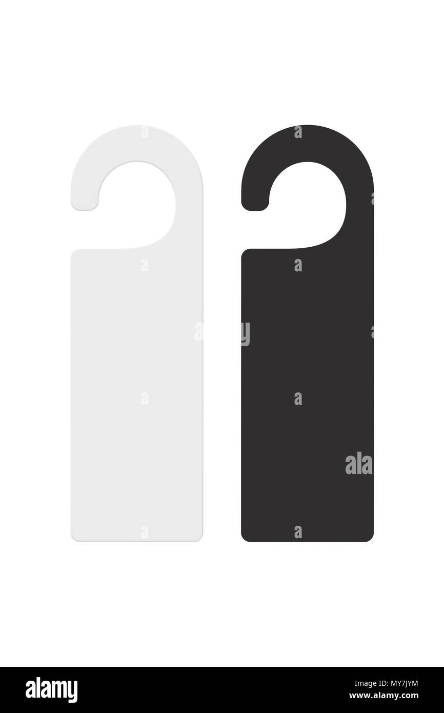 Blank signboard hanger copy space mockup for do not disturb message, isolated on white background. Stock Photo