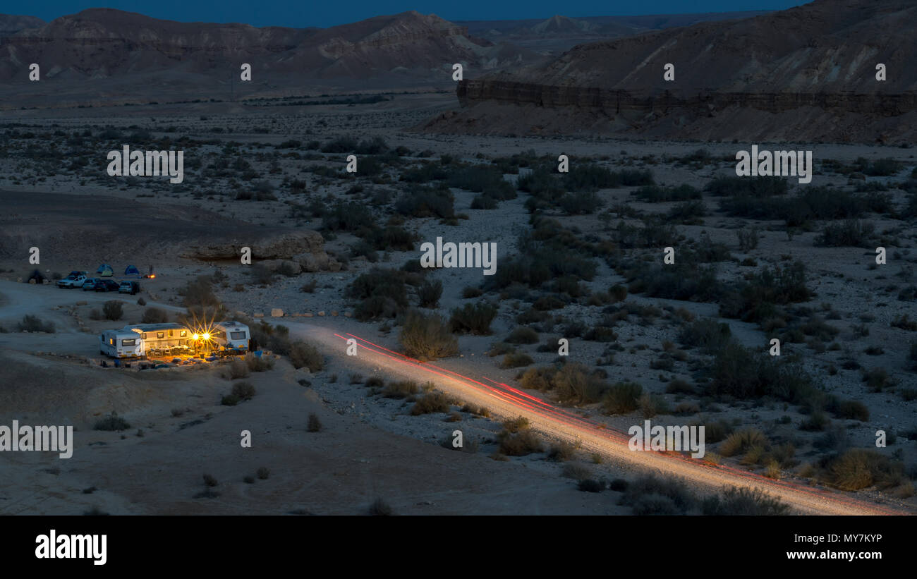 Caravan/ RV camping vacation in Mitzpe Ramon, Israel Stock Photo