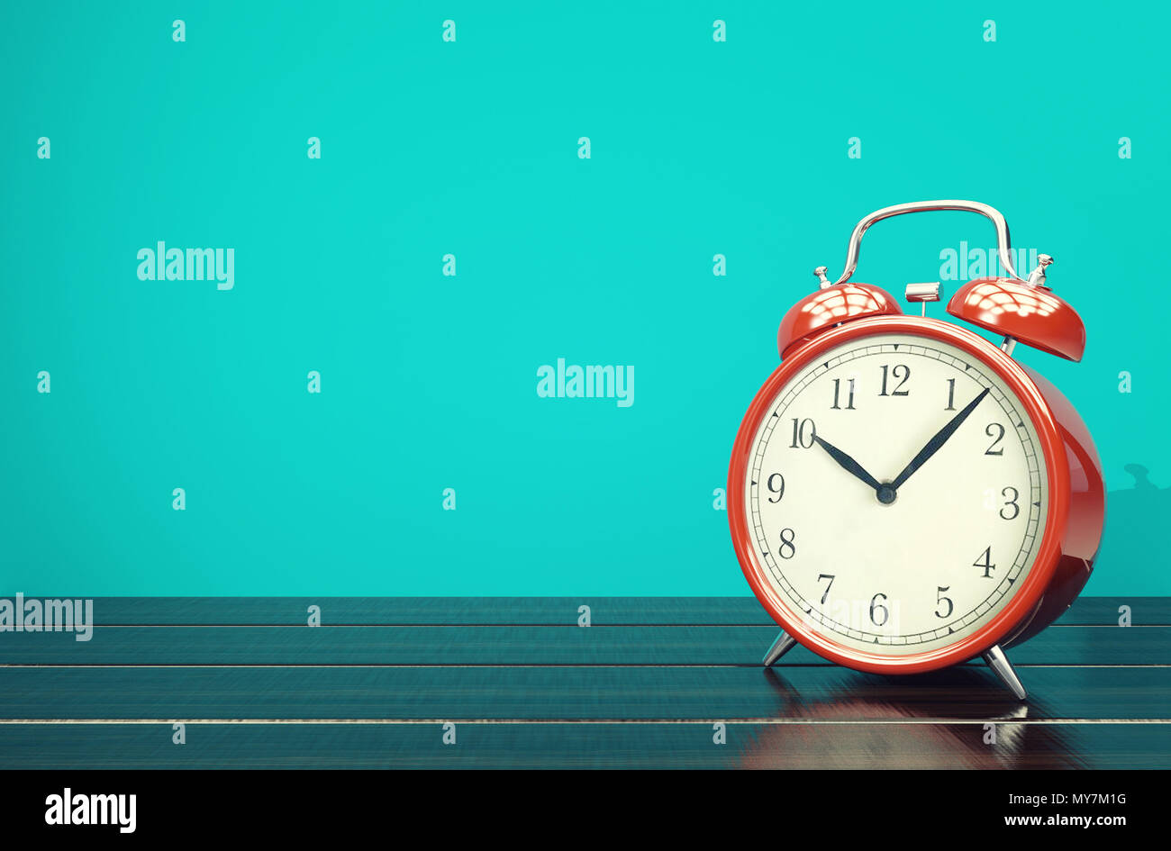 Red Retro Alarm Clock On Blue Background With Vintage Filter 3d Rendering Stock Photo 188868780 Alamy