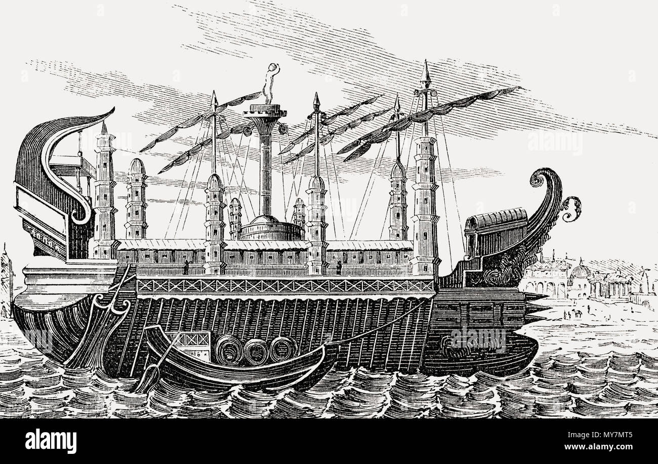 Syracusia or Syracuse, an ancient Greek ship of Hiero II Stock Photo